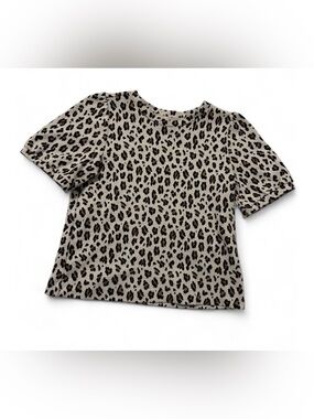 Leopard Print Short Sleeve Top - Taupe/Black XS loft